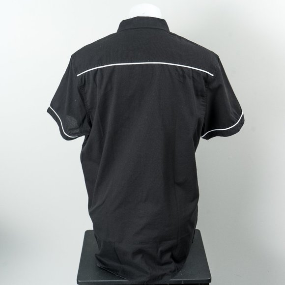 NWT Deep Black Contrast-Piping Kori Short-Sleeve Button-Up - L - Picture 5 of 6